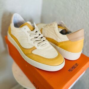 Miz Mooz Veronica Leather Sneaker Lightweight Yellow/White Size 8.5 Euro 39, NWT